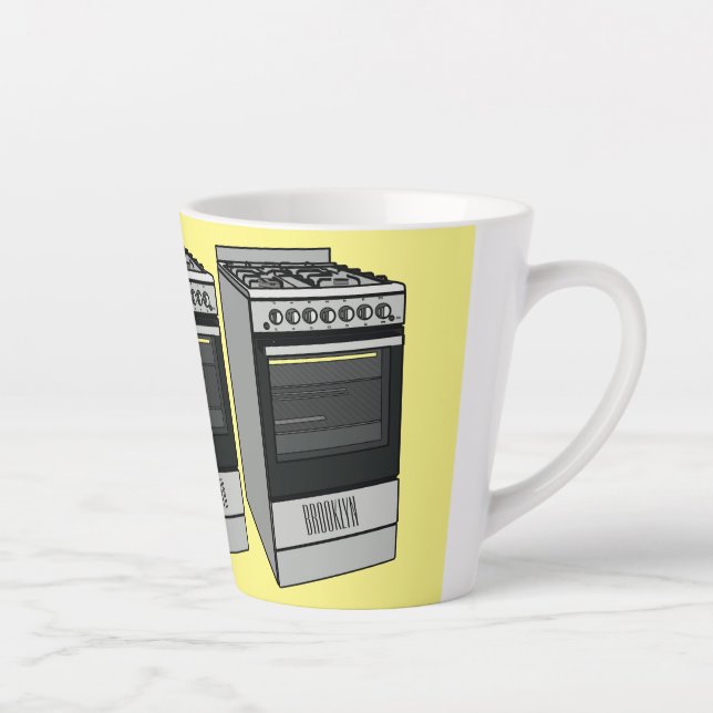 Electric stove cartoon illustration latte mug (Right)