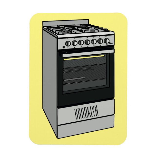 Electric stove cartoon illustration magnet (Vertical)