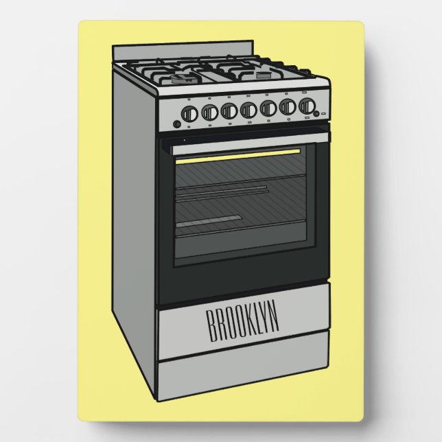Electric stove cartoon illustration plaque (Front)