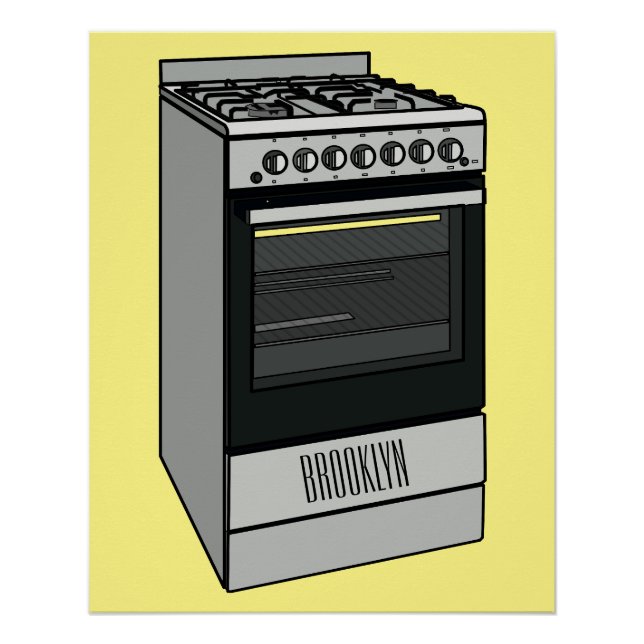 Electric stove cartoon illustration poster (Front)