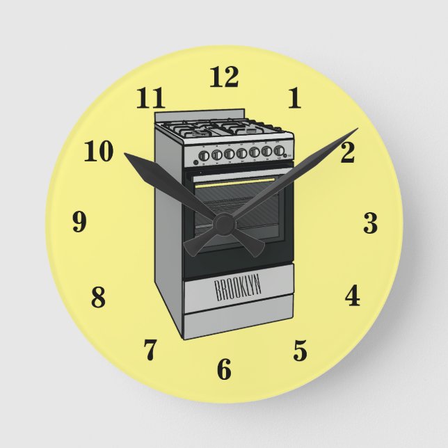 Electric stove cartoon illustration round clock (Front)