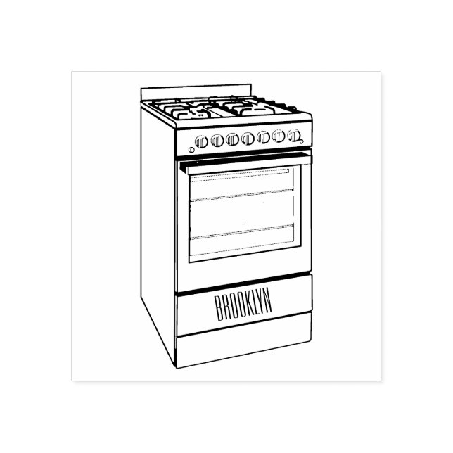 Electric stove cartoon illustration rubber stamp (Imprint)