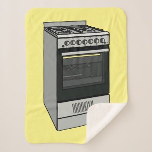 Electric stove cartoon illustration sherpa blanket