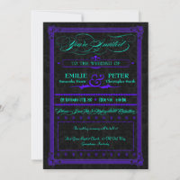 Electric Teal & Purple Poster Style Wedding