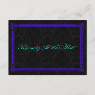 Electric Teal & Purple Poster Style Wedding RSVP Card