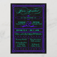Electric Teal & Purple Poster Wedding Invitation