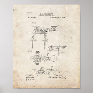Electric Telegraph Key Patent - Old Look Poster