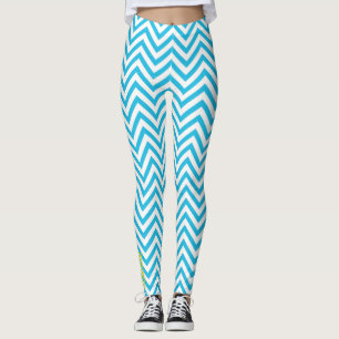 Electric Tide: Blue & White Chevron Leggings