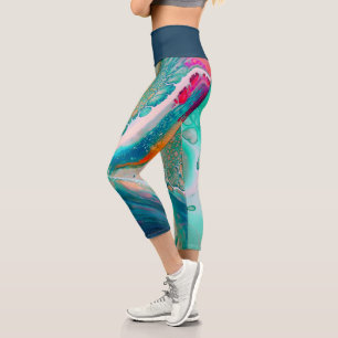 Electric Tides of Color Marble Capri Leggings