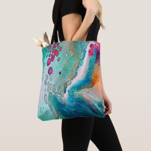 Electric Tides of Color Marble Tote Bag