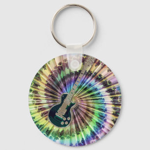 Electric Tie-Dye Guitar Key Ring