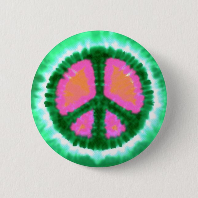 Electric Tie-Dye Peace Sign 6 Cm Round Badge (Front)