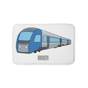 Electric train cartoon illustration bath mat