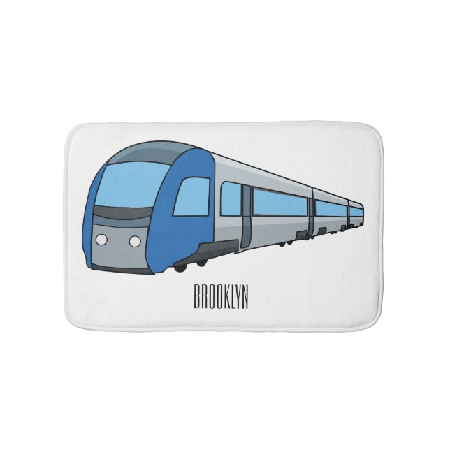 Electric train cartoon illustration bath mat (Front)