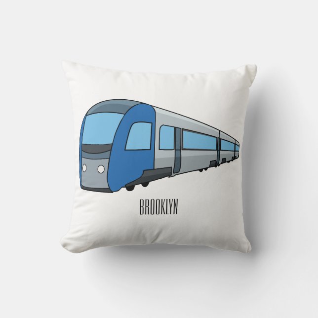 Electric train cartoon illustration cushion (Front)