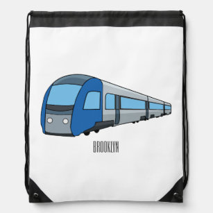 Electric train cartoon illustration drawstring bag