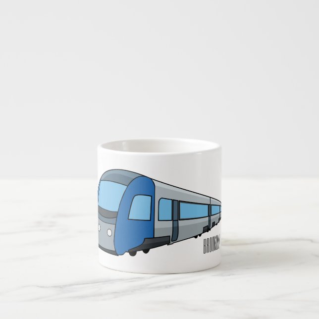 Electric train cartoon illustration espresso cup (Front)