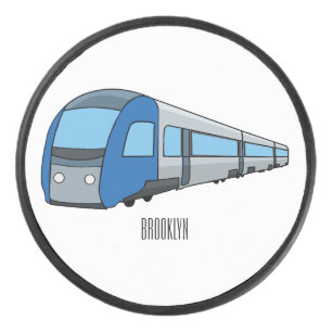 Electric train cartoon illustration hockey puck