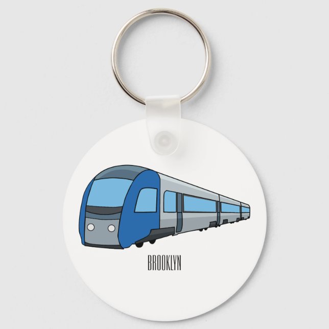 Electric train cartoon illustration key ring (Front)