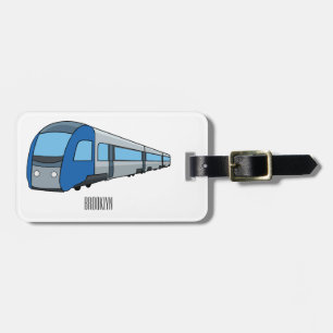 Electric train cartoon illustration luggage tag
