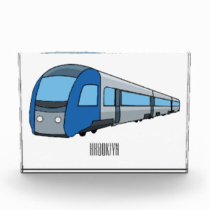 Electric train cartoon illustration photo block
