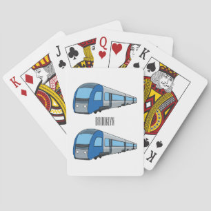 Electric train cartoon illustration playing cards