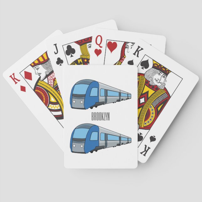 Electric train cartoon illustration playing cards (Back)
