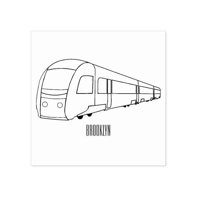 Electric train cartoon illustration rubber stamp (Imprint)