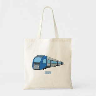 Electric train cartoon illustration tote bag