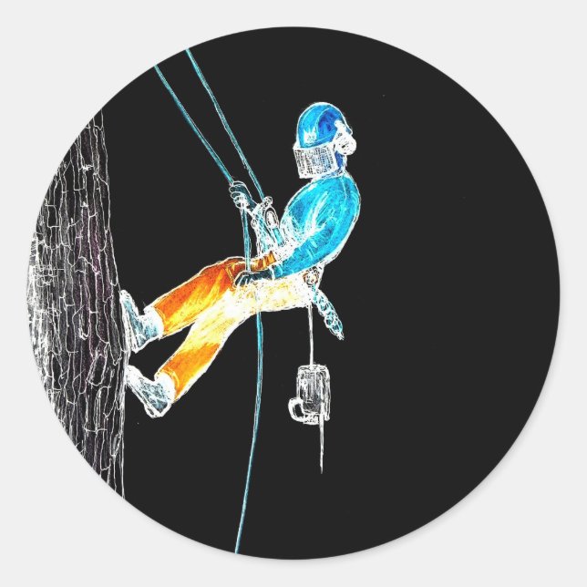 Electric  Tree Surgeon Arborist chainsaw Classic Round Sticker (Front)