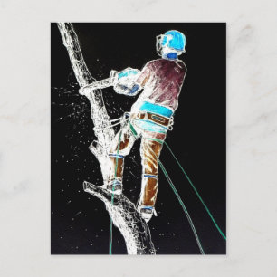 Electric Tree Surgeon Arborist christmas present Holiday Postcard