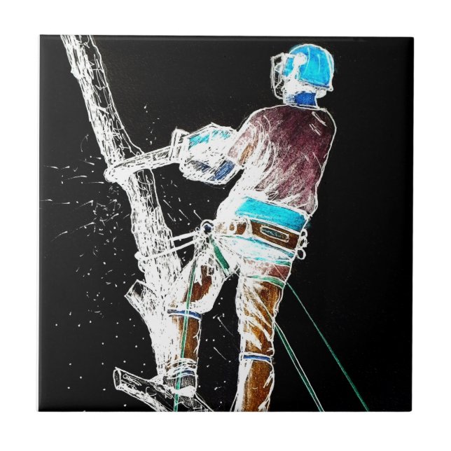 Electric Tree Surgeon Arborist christmas present Tile (Front)