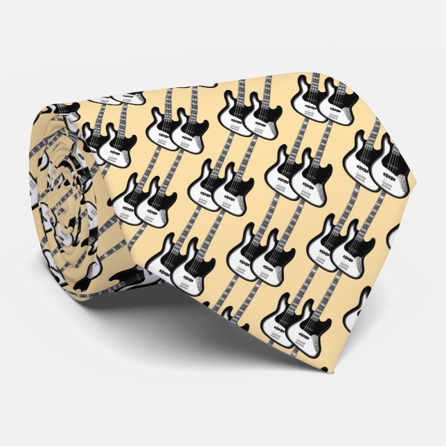 Electric Two Guitar Pattern  Tie (Rolled)
