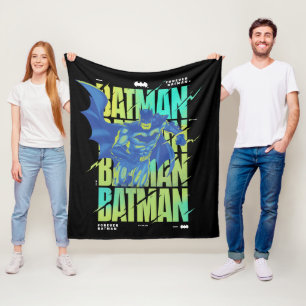 Electric Up Batman Running Through Typography Fleece Blanket