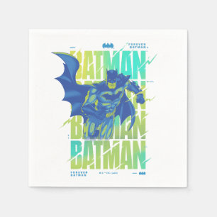 Electric Up Batman Running Through Typography Napkin