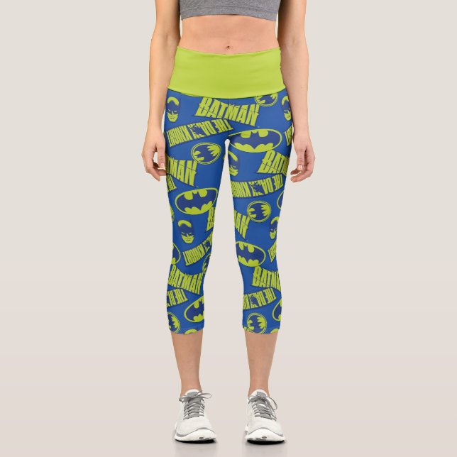 Electric Up Batman - The Dark Knight Pattern Capri Leggings (Front)