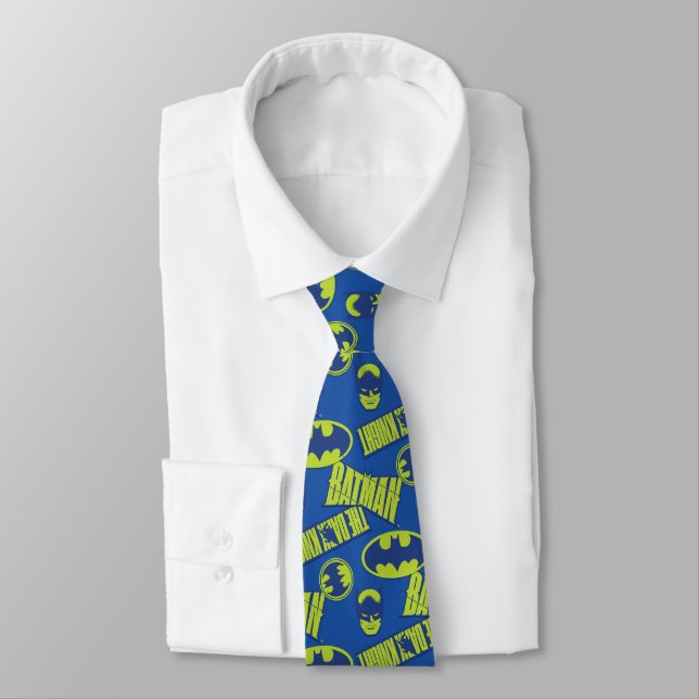 Electric Up Batman - The Dark Knight Pattern Tie (Tied)