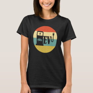 Electric Vehicle Charging Station Retro Sunset Gra T-Shirt