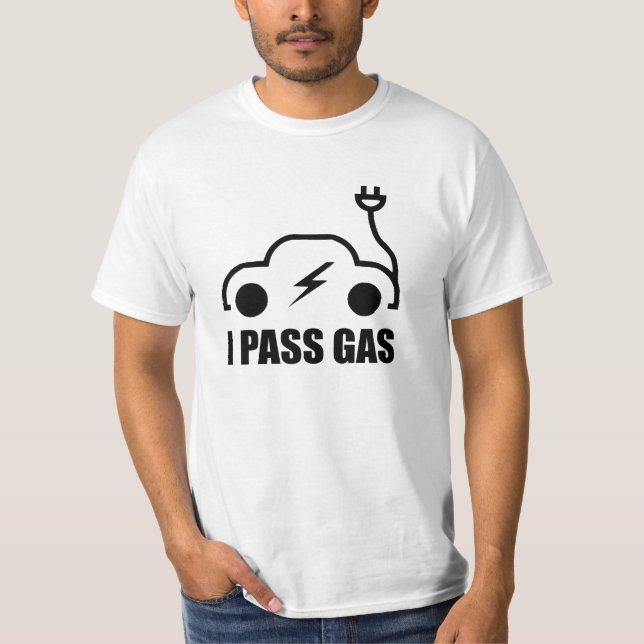 Electric Vehicle Driver Pass On Gas Funny T-Shirt (Front)