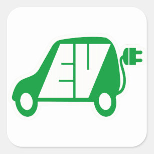Electric Vehicle EV Icon Logo - Square Sticker