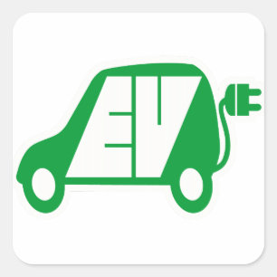 Electric Vehicle EV Icon Logo - Square Sticker