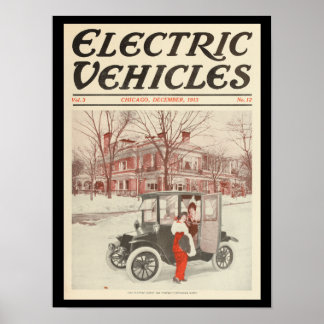Electric Vehicles Motor Cars Vintage Print