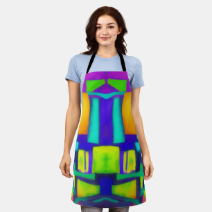 Electric Vibes Dreams Stylish Vintage Abstract Art Apron