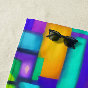 Electric Vibes Dreams Stylish Vintage Abstract Art Beach Towel