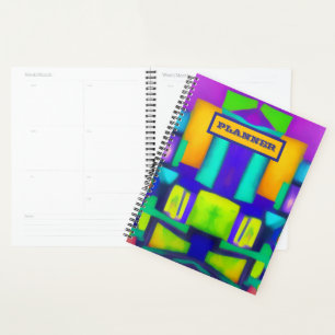 Electric Vibes Dreams Stylish Vintage Abstract Art Planner