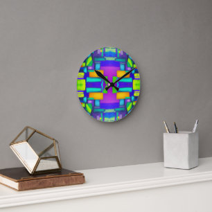 Electric Vibes Dreams Stylish Vintage Abstract Art Round Clock