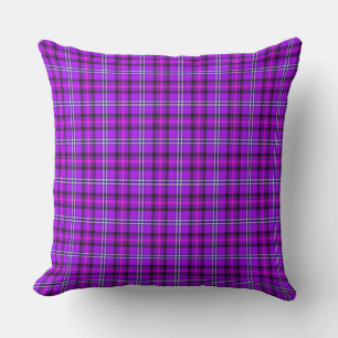 Electric Violet and Fuchsia Plaid Purple Pink Cushion