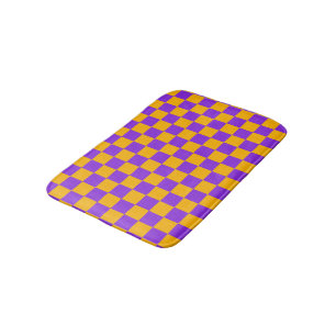 Electric Violet and Golden Amber Checkerboard Bath Mat