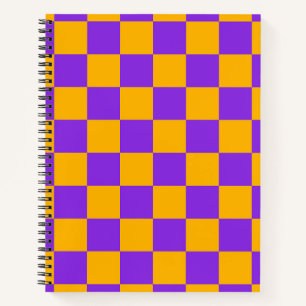 Electric Violet and Golden Amber Checkerboard Notebook