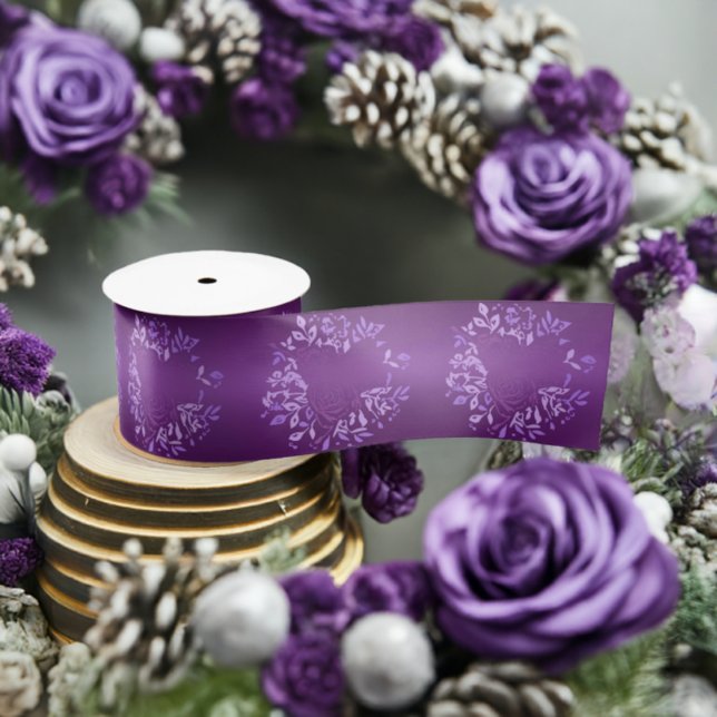 Electric Violet Rose Ribbon (Width: 3 Inches) Satin Ribbon (Large Violet Rose Satin Ribbon)
